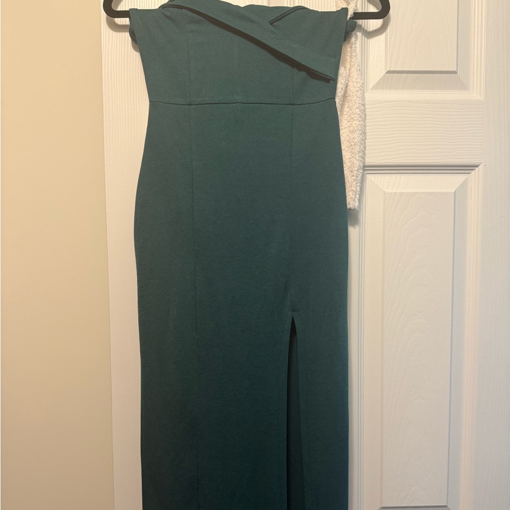 PrettyLittleThing Green slit dress
